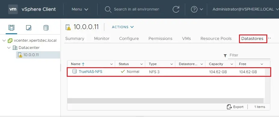 vsphere client datastore