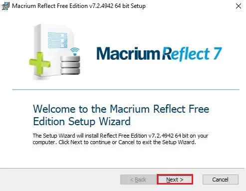 welcome  to macrium reflect setup