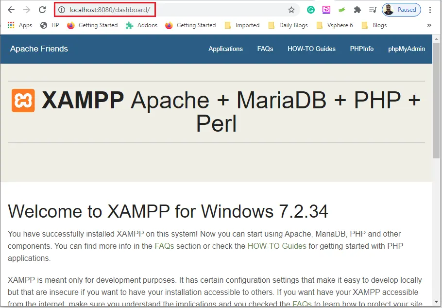 welcome to xampp