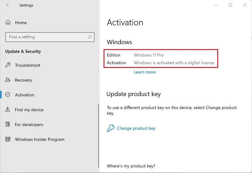 windows 11 settings activation