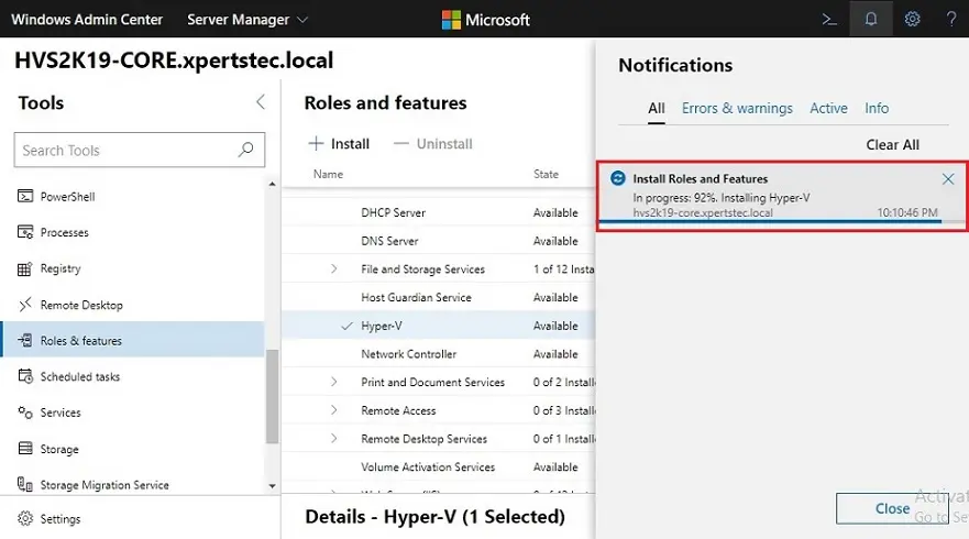 windows admin center notification