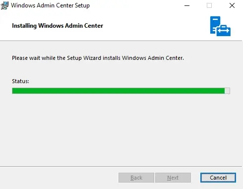 windows admin center setup status