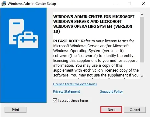 windows admin center setup