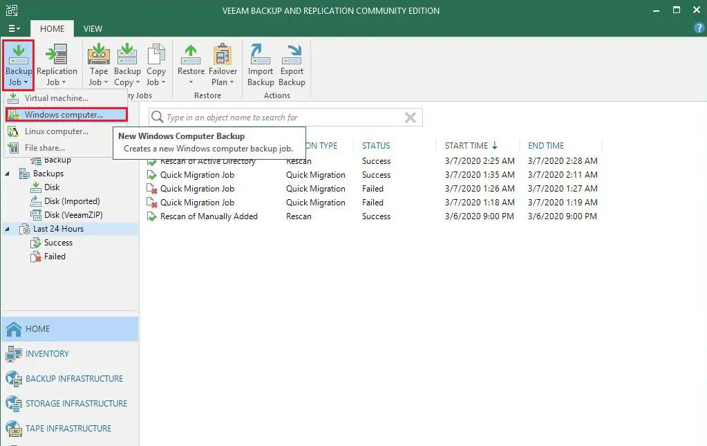 windows computer backup veeam