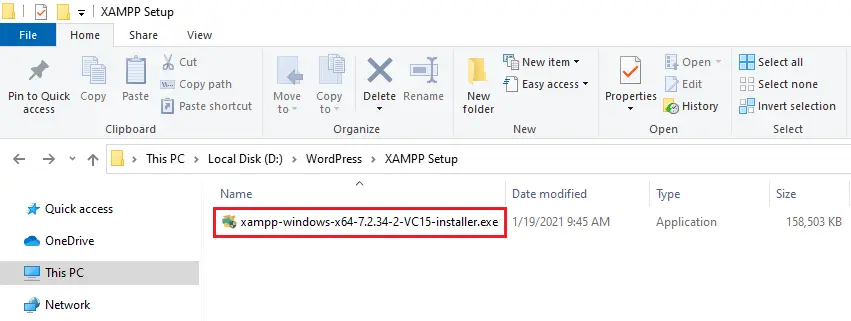 windows explorer xampp installer