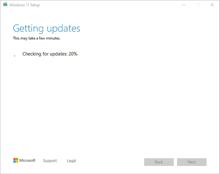 windows upgrade getting updates