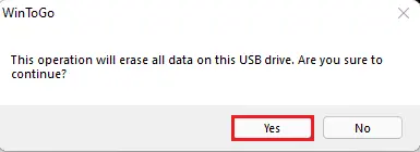 wintogo usb erase data