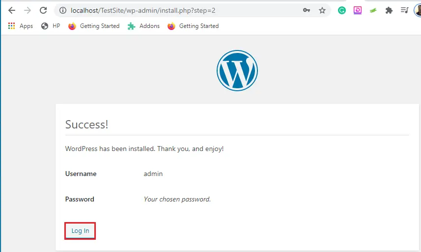 wordpress wp-admin install