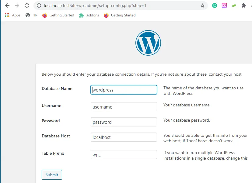 wordpress wp-admin setup