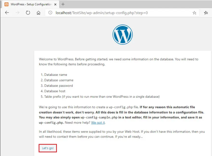 wordpress wp-admin setup