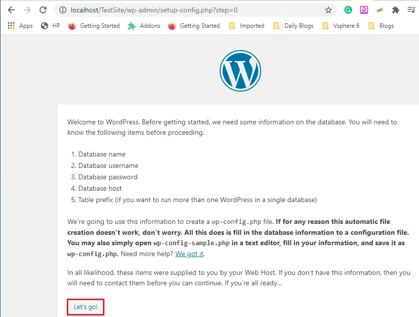 wordpress wp-admin setup