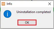 xampp uninstallation completed