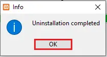 xampp uninstallation completed