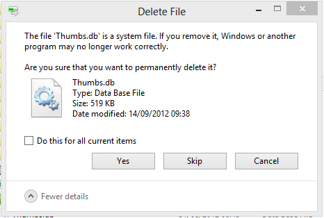 Unable to delete thumbs.db