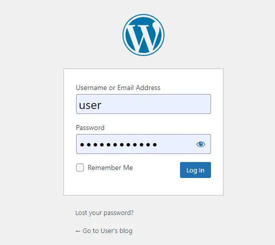 Bitnami WordPress user login