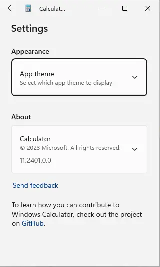 Calculator app theme