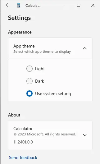 Change calculator theme in Windows