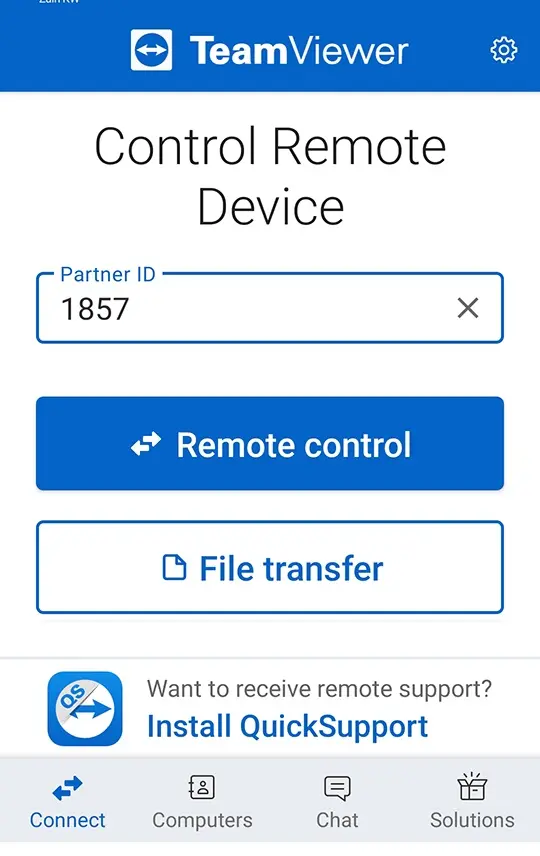 Control remote device TeamViewer