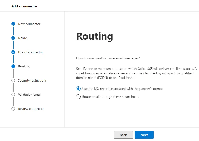 Create connector routing option