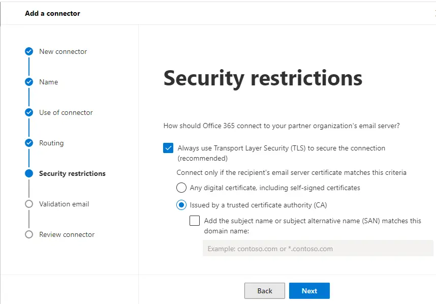 Create connector security restrictions