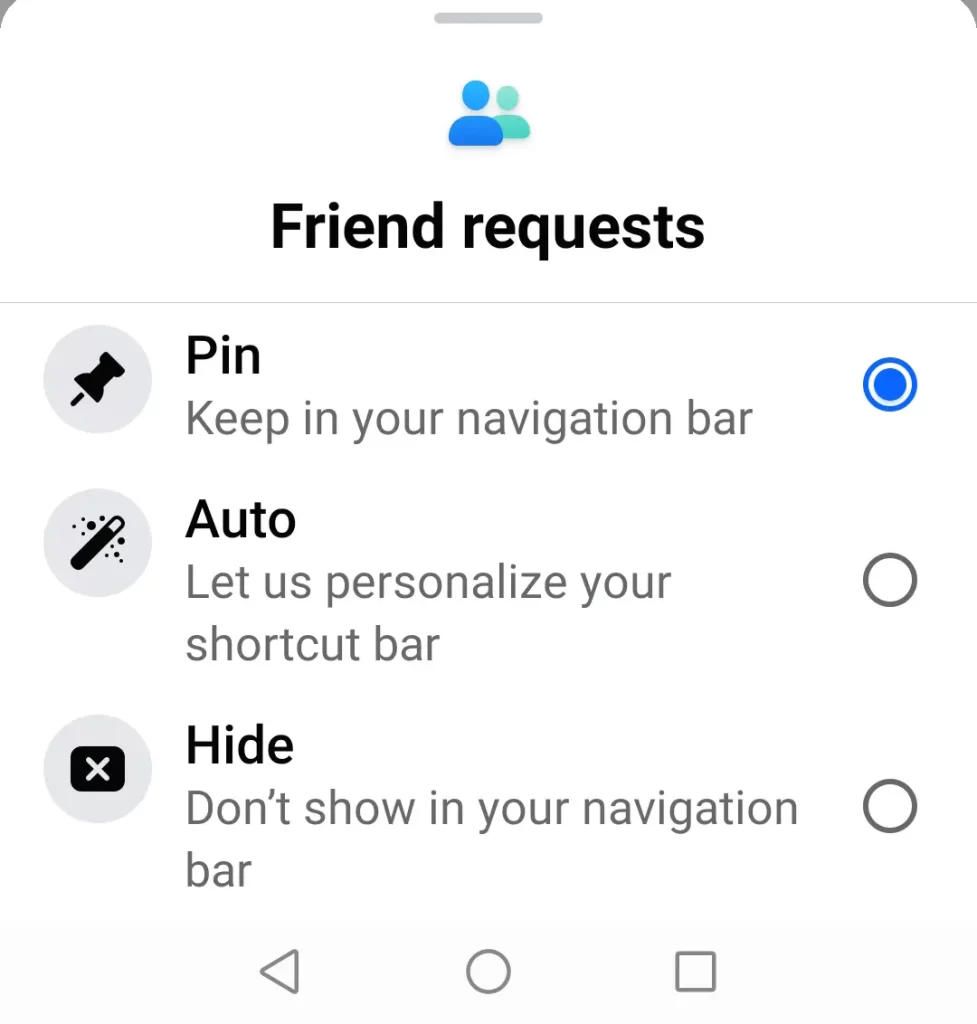 Customize Facebook shortcut bar