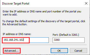 Discovery target portal iSCSI