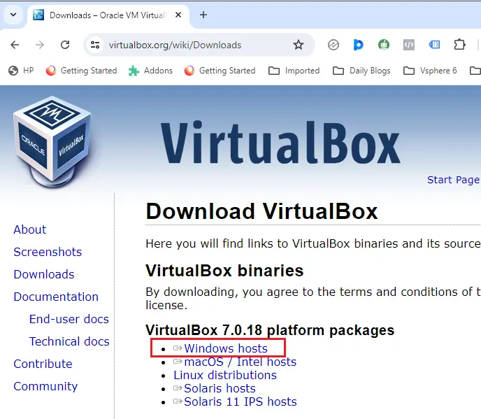 Download Oracle VirtualBox