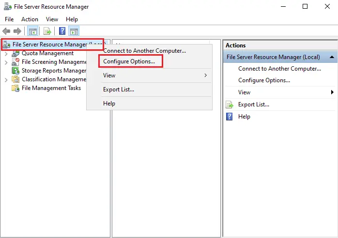 File server Configure Options