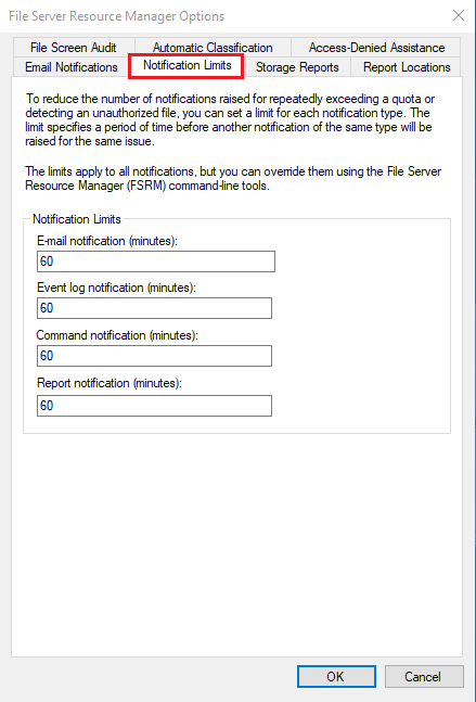 File server notification limits