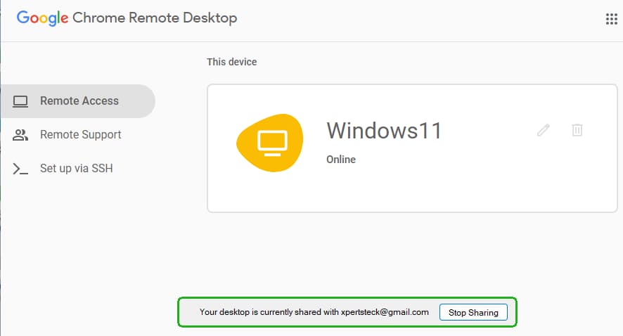 Google chrome remote desktop