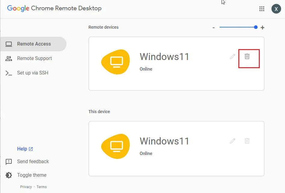 Google chrome remote desktop