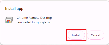 Install app chrome remote desktop