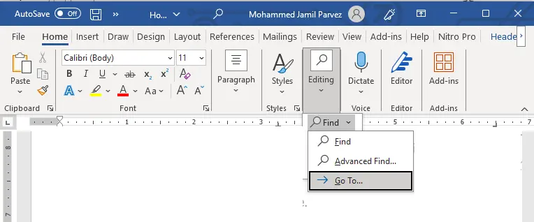 Microsoft word editing