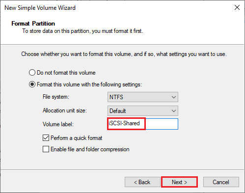 New simple volume format partition