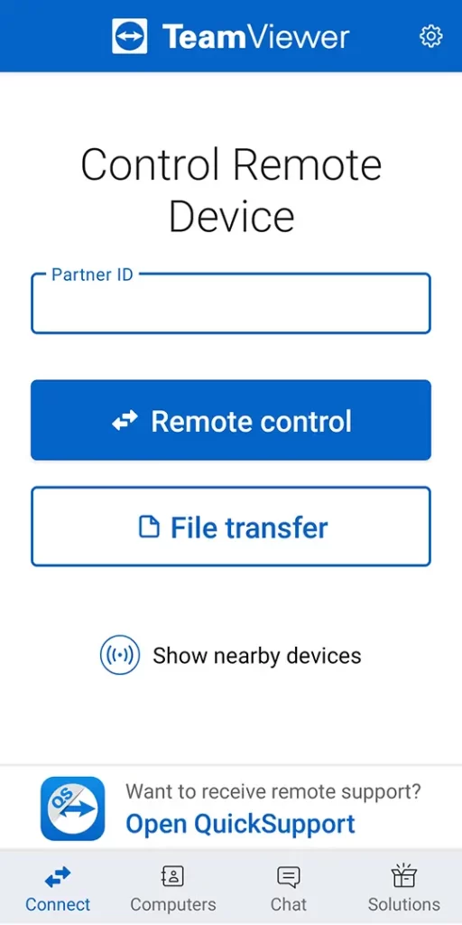 Open quicksupport teamviewer on phone