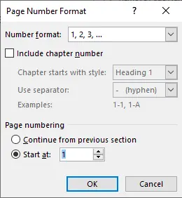 Page number format in Word