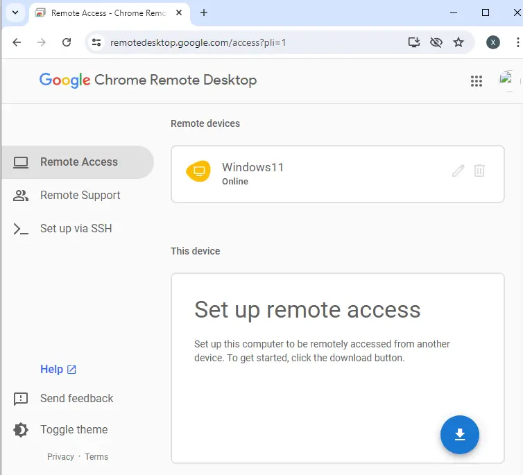 Remote access chrome remote desktop