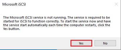 iSCSI service is not running