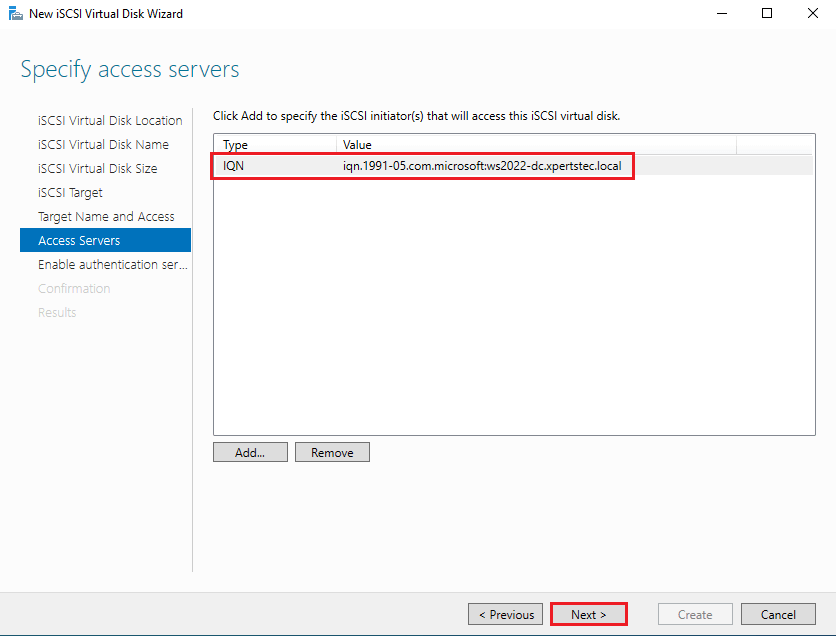 iSCSI virtual disks access servers