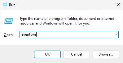 Access event viewer in Windows with run