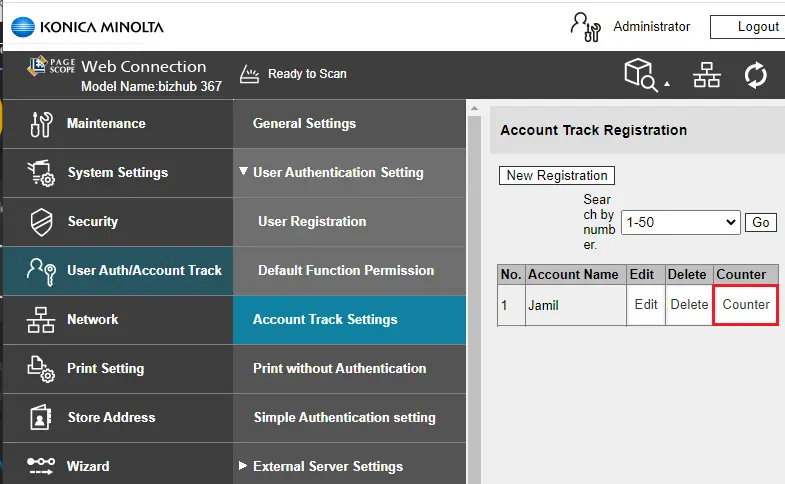 Account track registration