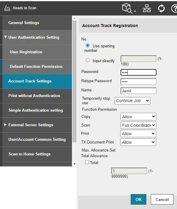 Account tracks new user registration