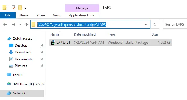 Active directory script folder LAPS folder