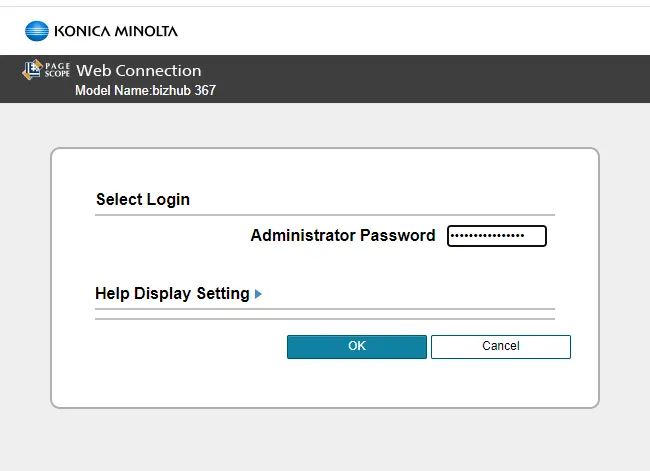 Bizhub 367 web connection