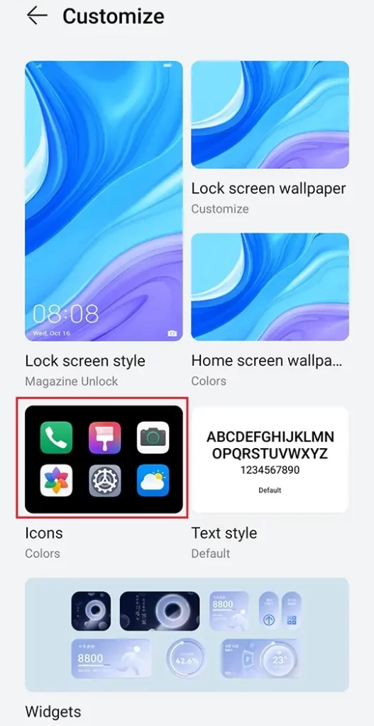 Change app icons on Android device