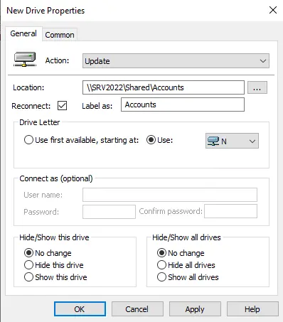 Configure map network drive via GPO