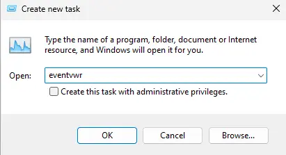 Create new task eventvwr