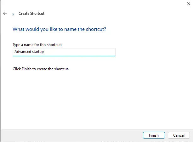 Create shortcut type a name