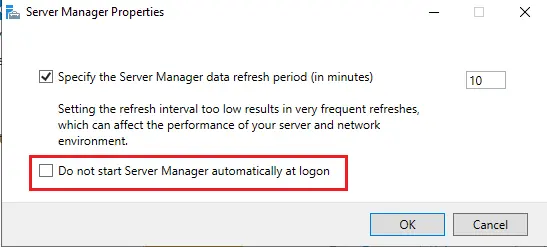 Disable server manager at startup