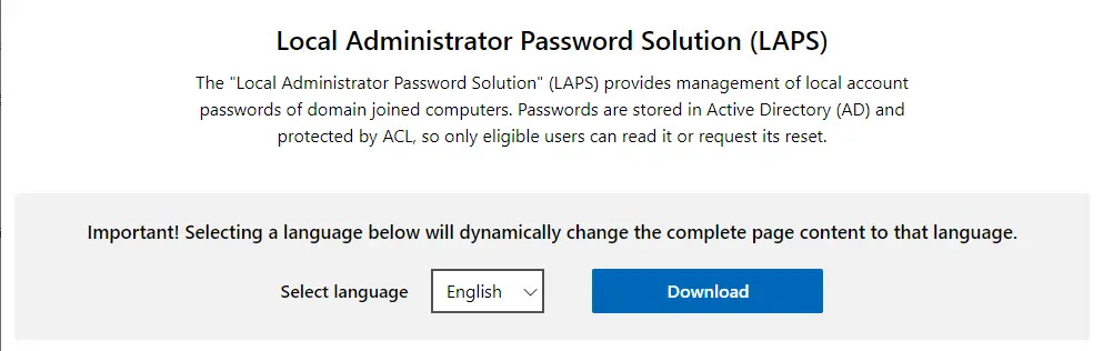 Download local administrator password solution